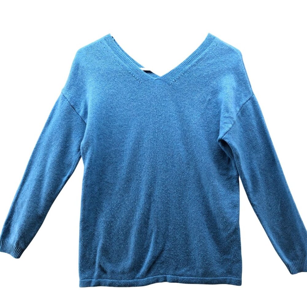 J. Mclaughlin 100% Cashmere Sweater Womens XS V-Neck Light Blue